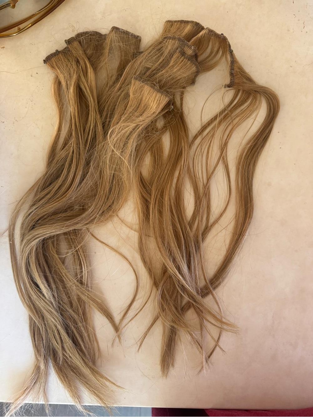 dirty Blonde sew In Hair Extensions Natural Light dark beads 18” x two 7” weave